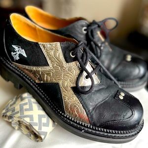 John  Fluevog Black with silver fits Men size 6.5 or women size 8.5